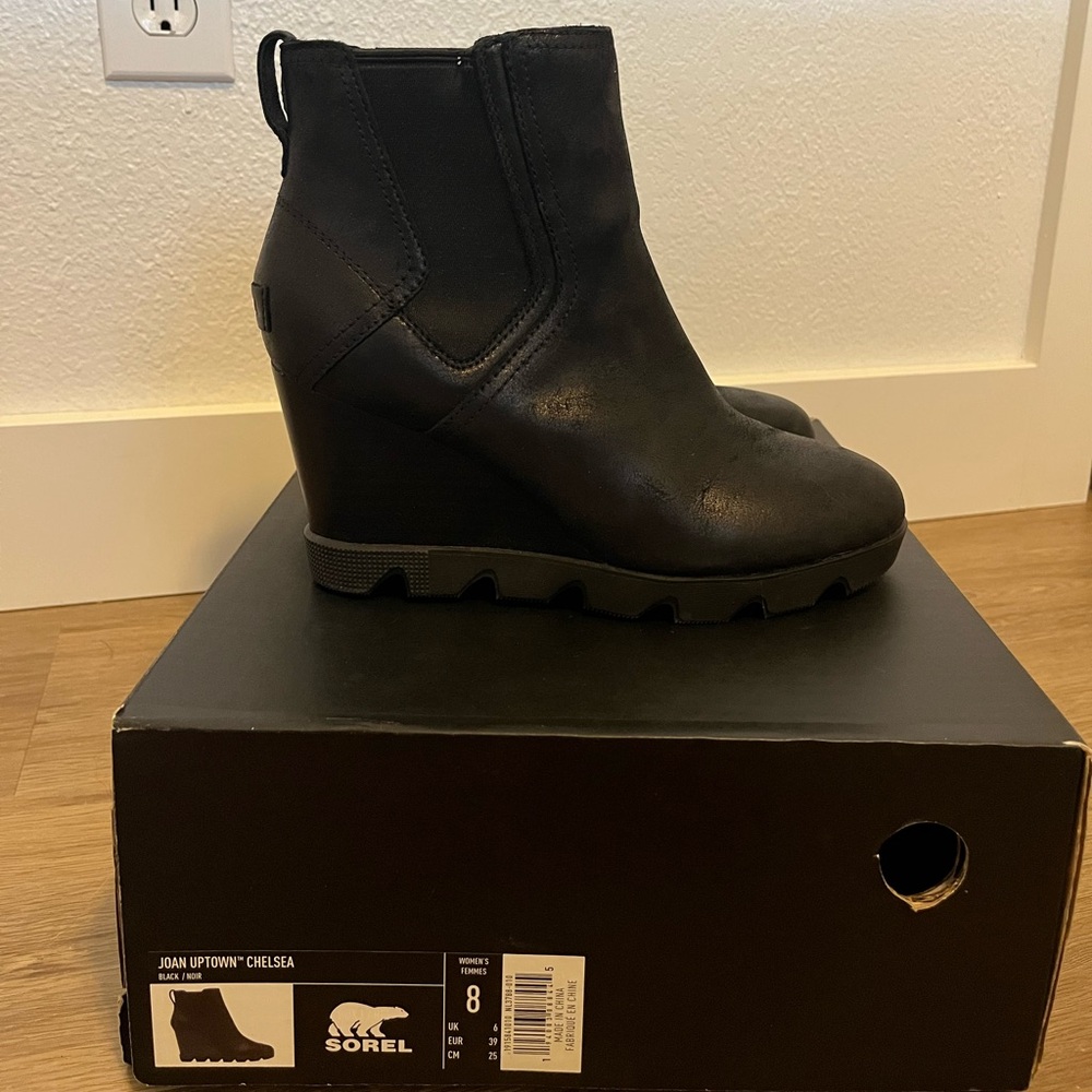 Sorel Black Wedge Ankle Boots
